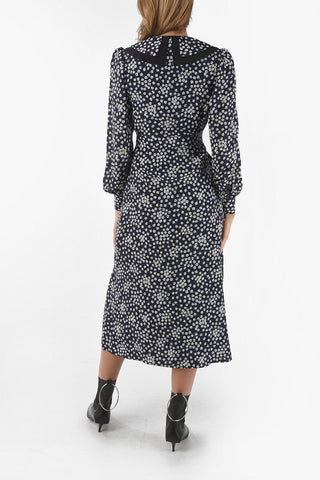 Long Sleeved Floral Print Dress With Jewel Buttons