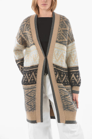 Cashmere Blend Maxi Cardigan with Ribbed Trims