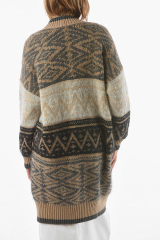 Cashmere Blend Maxi Cardigan with Ribbed Trims