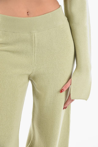 Extrafine Merino Wool NAIFU Ribbed Flared Pants
