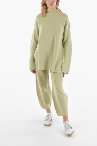 Extrafine Merino Wool NAIFU Ribbed Flared Pants