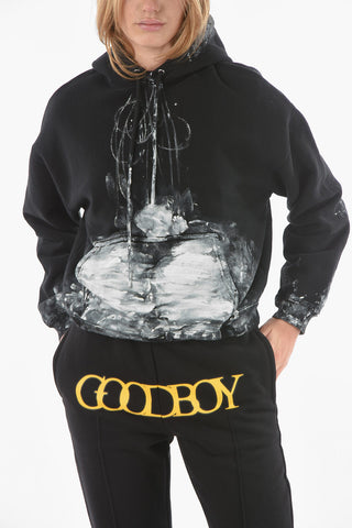 Cropped Hoodie With Brushstrokes