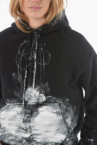 Cropped Hoodie With Brushstrokes