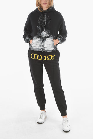 Cropped Hoodie With Brushstrokes