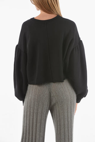 Felpa Girocollo Crop ANGELS con Maniche a Sbuffo