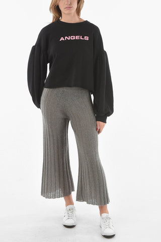 Felpa Girocollo Crop ANGELS con Maniche a Sbuffo