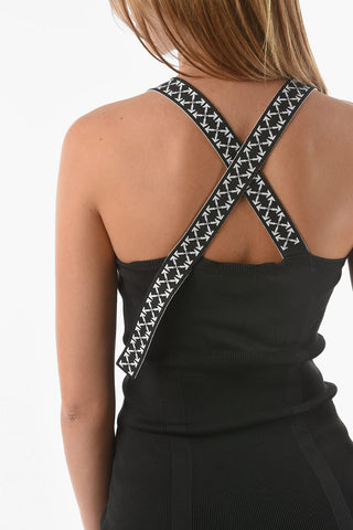 Ribbed BOLD Bodycon Midi Dress with Anagram Printed Straps