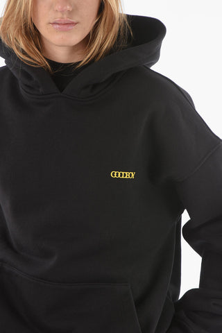 Brushed Cotton Oversized Hooded Sweatshirt with Graphic Heart Print