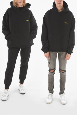 Brushed Cotton Oversized Hooded Sweatshirt with Graphic Heart Print