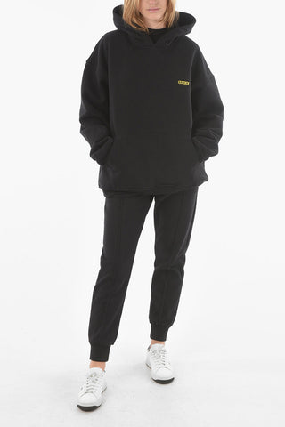 Brushed Cotton Oversized Hooded Sweatshirt with Graphic Heart Print