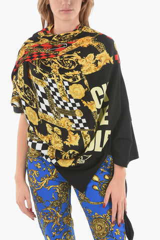 JUNYA WATANABE Pleated Destructured T-shirt with Punk Baroque VERSACE Print