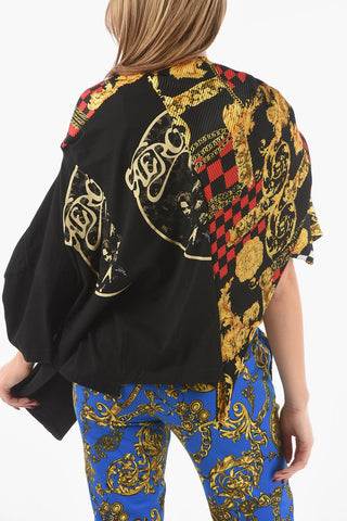 JUNYA WATANABE Pleated Destructured T-shirt with Punk Baroque VERSACE Print