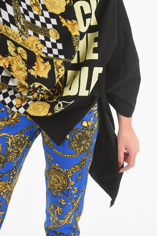 JUNYA WATANABE Pleated Destructured T-shirt with Punk Baroque VERSACE Print