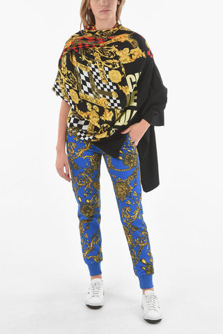 JUNYA WATANABE Pleated Destructured T-shirt with Punk Baroque VERSACE Print