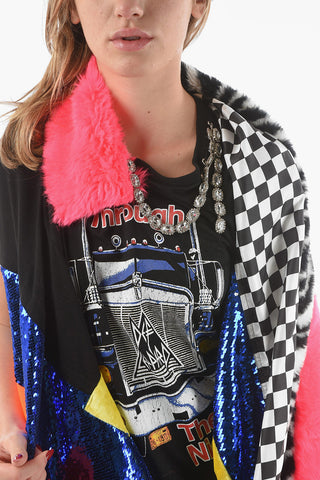 JUNYA WATANABE Destructured T-shirt Dress in VERSACE Patchwork with Sequined Detailing