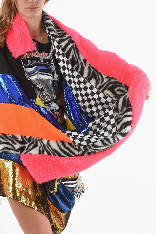JUNYA WATANABE Destructured T-shirt Dress in VERSACE Patchwork with Sequined Detailing