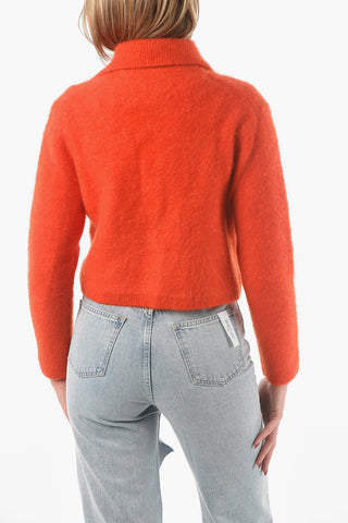 Fuzzy Knit HAILEY Cropped Cardigan with Jewel Buttons