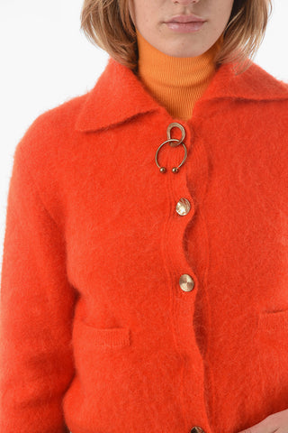 Fuzzy Knit HAILEY Cropped Cardigan with Jewel Buttons