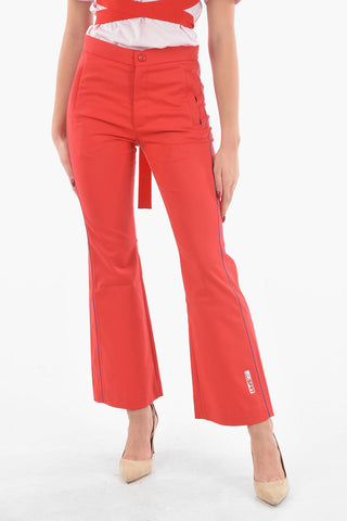 Tech Fabric Flared Pants with Contrasting Bicolor Trimmings