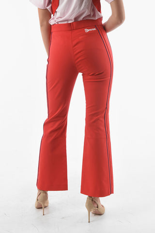 Tech Fabric Flared Pants with Contrasting Bicolor Trimmings