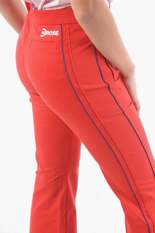 Tech Fabric Flared Pants with Contrasting Bicolor Trimmings
