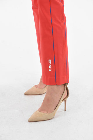 Tech Fabric Flared Pants with Contrasting Bicolor Trimmings