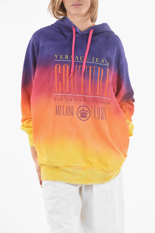 COUTURE Printed Logo Tie Dye Cotton Hoodie