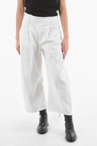 Wide Legged Cropped Raw Cut Pants