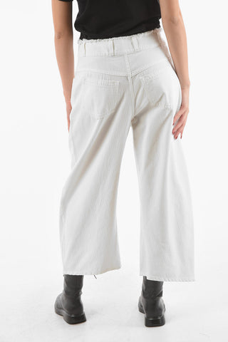 Wide Legged Cropped Raw Cut Pants