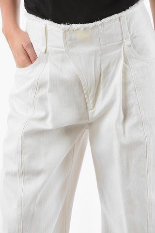 Wide Legged Cropped Raw Cut Pants