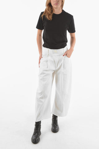 Wide Legged Cropped Raw Cut Pants