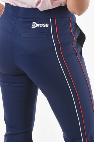 Pantaloni Flare in Tessuto Tech Rifiniture Bicolore a Contrasto