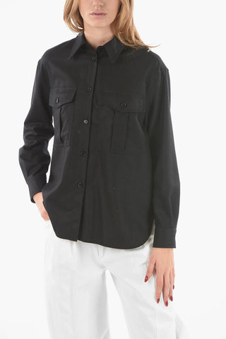 Camicia Sahariana in Misto Lana con Collo Francese