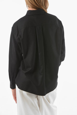 Camicia Sahariana in Misto Lana con Collo Francese