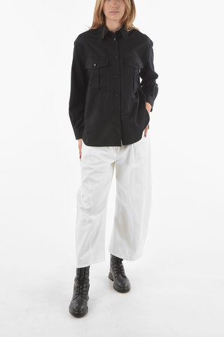 Camicia Sahariana in Misto Lana con Collo Francese