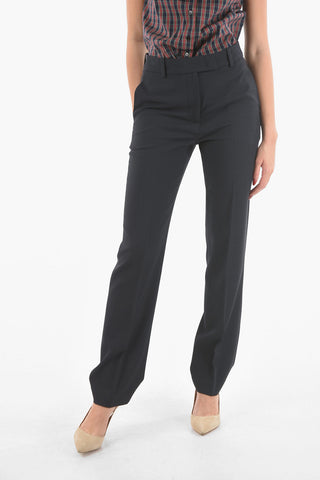 Pantaloni Straight Fit in Misto Lana Vergine Twill