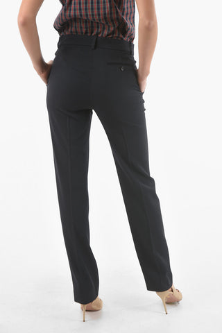 Pantaloni Straight Fit in Misto Lana Vergine Twill
