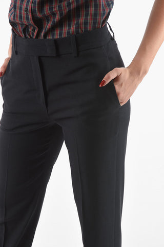 Pantaloni Straight Fit in Misto Lana Vergine Twill