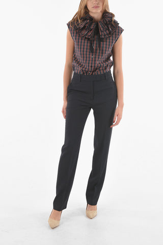 Pantaloni Straight Fit in Misto Lana Vergine Twill