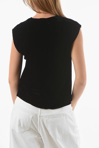 MM6 Printed Sleeveless Velvet Top