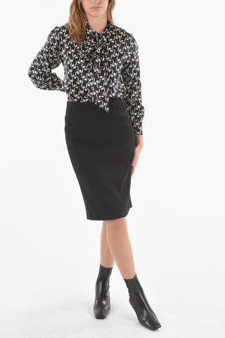 Viscose-blend CADY Midi Skirt with Back-zip