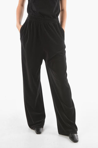 Velour Flared Joggers with Zipped Pockets