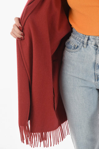 Fringed Bottom One-shoulder Cashmere Overcoat