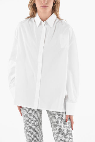 Poplin Cotton Oversized Shirt with Gathering Detail 