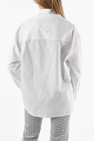 Poplin Cotton Oversized Shirt with Gathering Detail 