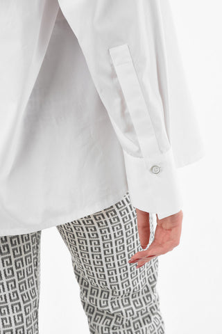 Poplin Cotton Oversized Shirt with Gathering Detail 