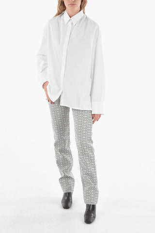Poplin Cotton Oversized Shirt with Gathering Detail 