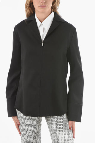 Virgin Wool Zip-up Shirt with Zipped Cuffs