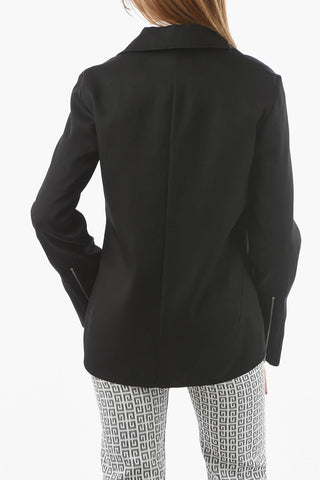 Virgin Wool Zip-up Shirt with Zipped Cuffs