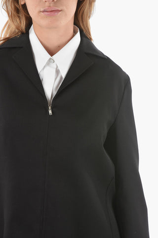 Virgin Wool Zip-up Shirt with Zipped Cuffs